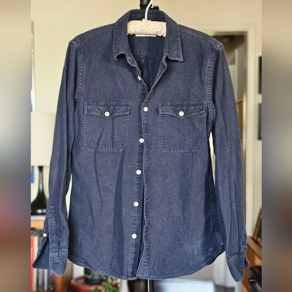 Everlane Women's Classic Cotton Flannel Button Down Shirt Blue Size S